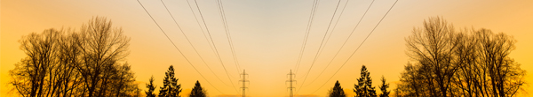 electric powerlines at sunset