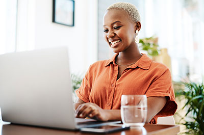 Woman working at laptop