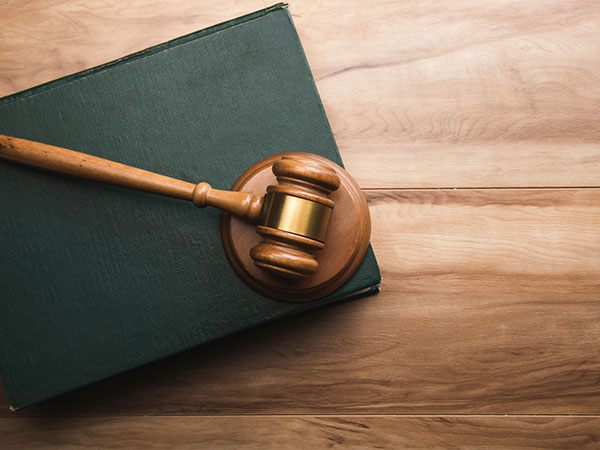 gavel laying on legal book