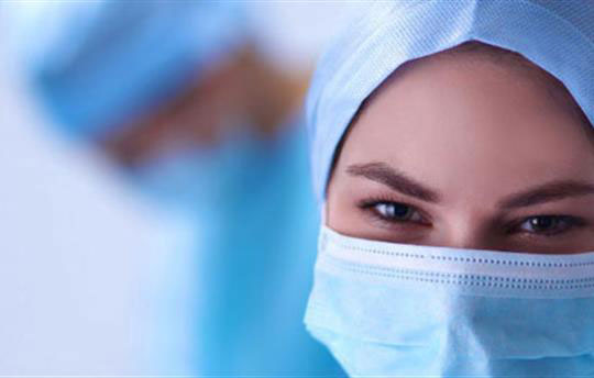 A doctor wearing a surgical mask