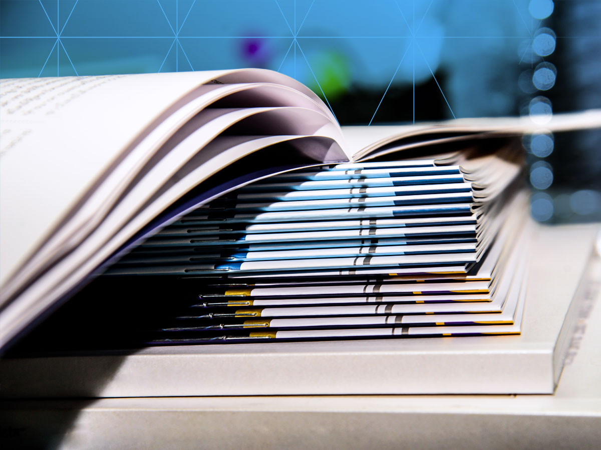 stack of color brochures