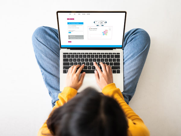 birdseye view of girl on her laptop