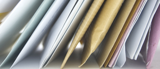 edges of envelopes laying in a group